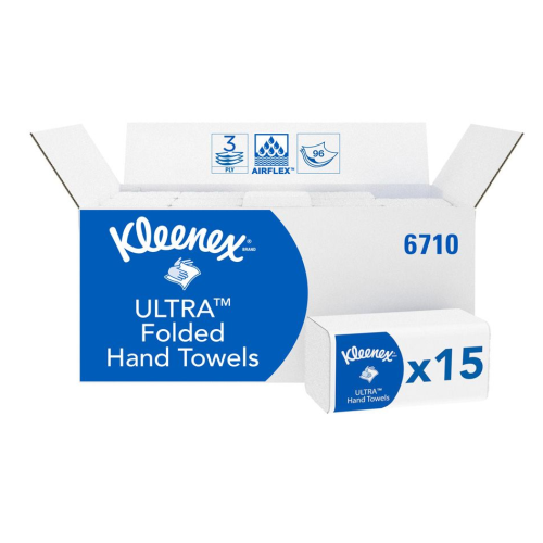 Kleenex Ultra Folded Hand Handdoeken Interfold 3-Laags Wit 31,5 x 21,5 cm