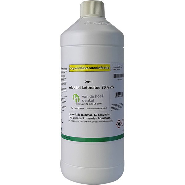 HR Alcohol Ketonatus 70% voor Desinfectie van (Kleine) Oppervlakken, (Intacte) Huid en Instrumenten
