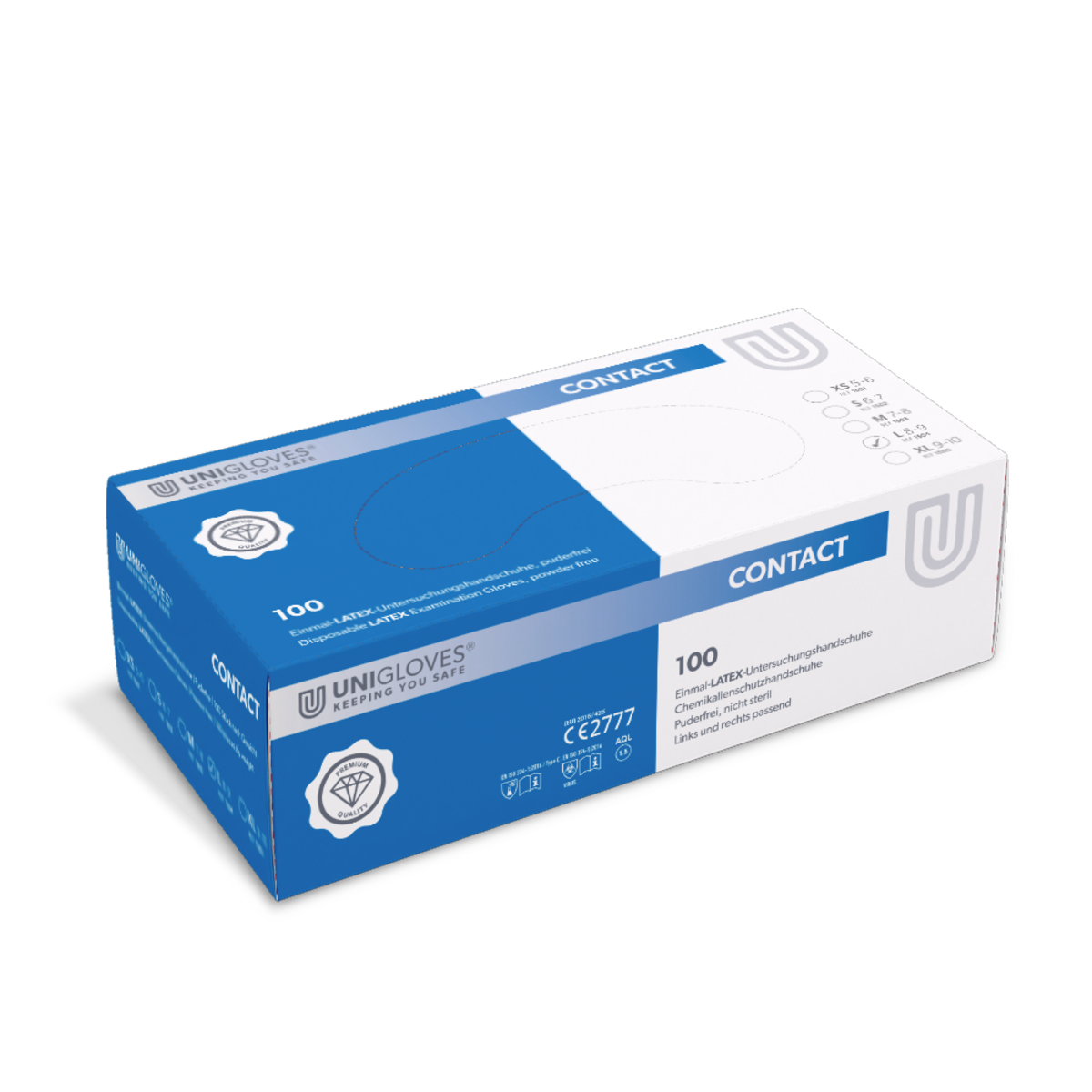 Unigloves Contact Latex Handschoenen Maat L Ongepoederd