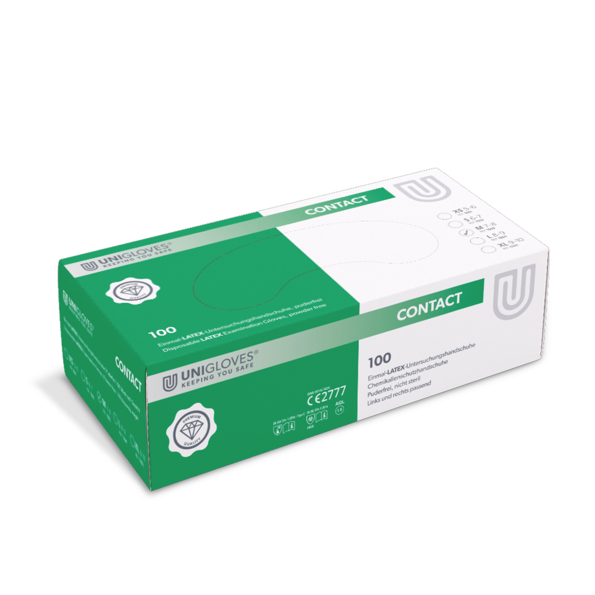 Unigloves Contact Latex Handschoenen Maat M Ongepoederd