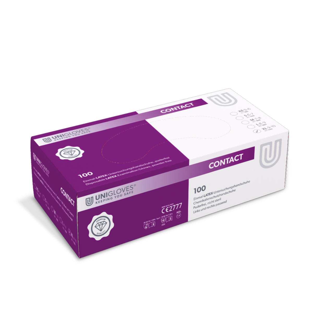 Unigloves Contact Latex Handschoenen Maat XL Ongepoederd