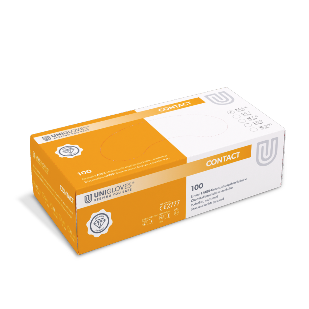 Unigloves Contact Latex Handschoenen Maat XS Ongepoederd