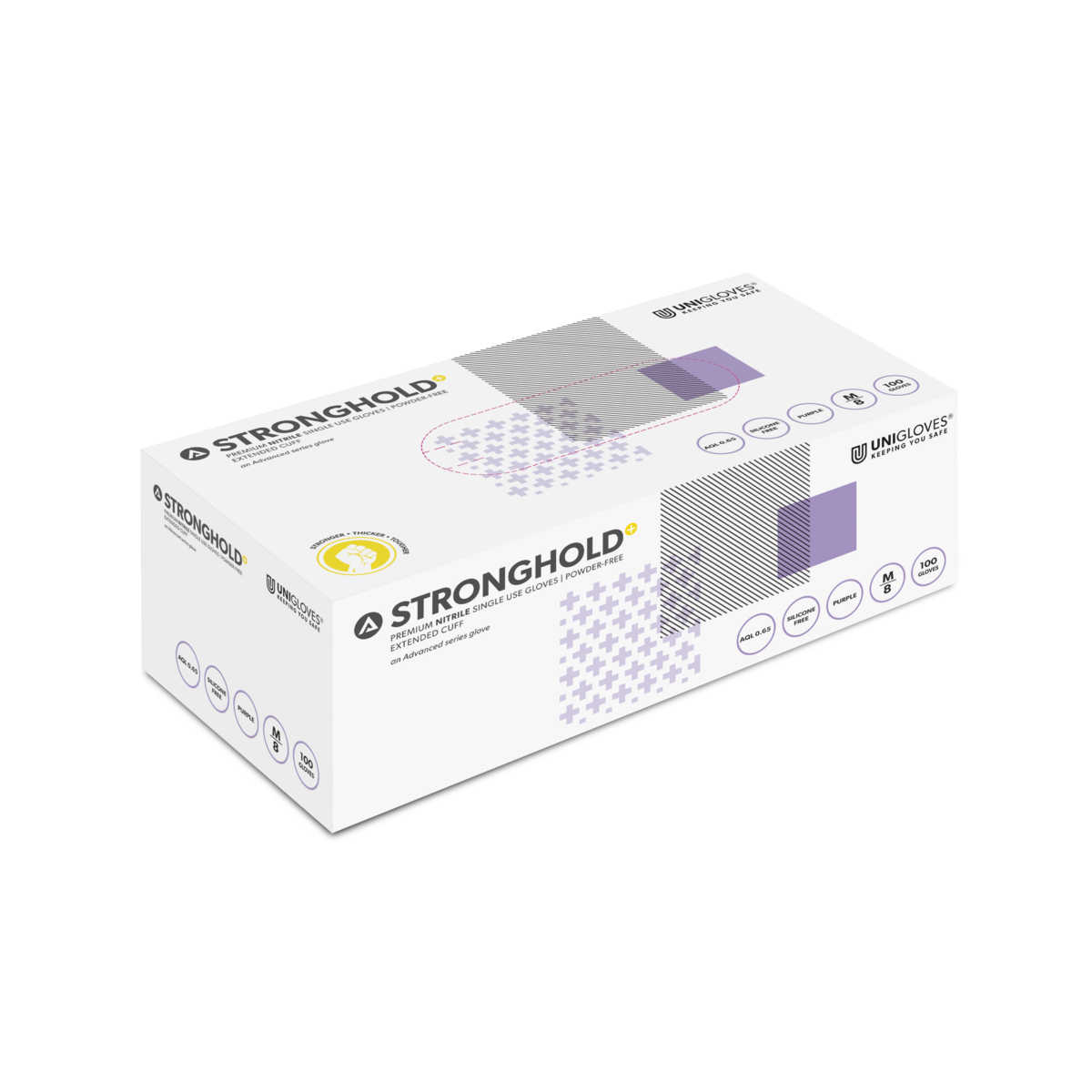 Unigloves Stronghold+ Nitrilhandschoenen, Paars